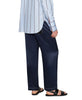 Contrast Silk Pants in Riva Blue and Black