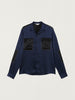 Contrast Silk Shirt in Riva Blue and Black