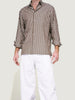 Classic Shirt In Broad Stripe Cotton in Brown and White (Pre-Order)
