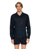 Contrast Linen Shirt in Navy and Black